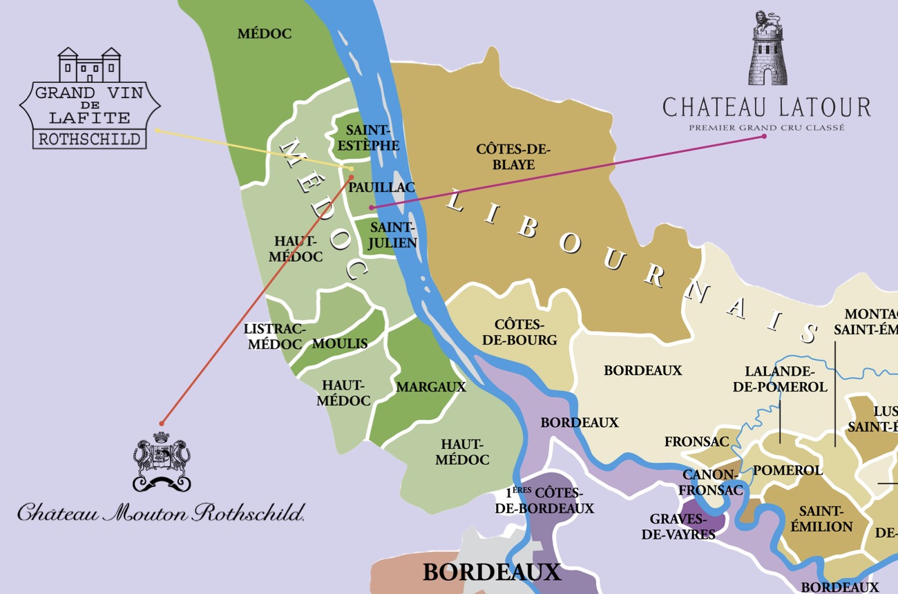 Anordnung der Weingüter im Pauillac